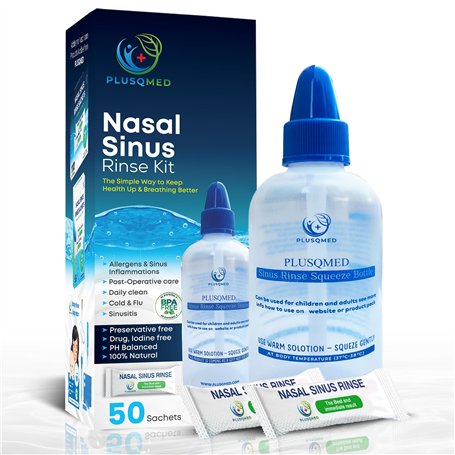 Kit de rinçage des sinus avec flacon souple et 50 sachets de sel