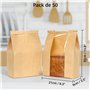 Winter Shore Grand Sac à Pain Conservation en Papier (Lot de 50) - Sachet Kraft Alimentaire Marron avec Fenêtres - Sacs Papier S