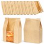Winter Shore Grand Sac à Pain Conservation en Papier (Lot de 50) - Sachet Kraft Alimentaire Marron avec Fenêtres - Sacs Papier S