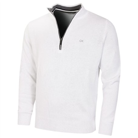 Calvin Klein Pull de Golf 1/2 Zip pour Homme – Blanc – XL