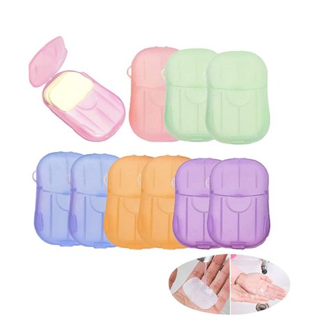CRIVERS Lot de 10 Portable Disposal Savon Feuilles de Papier jetables Film moussant Savon de Papier pour Voyage extérieur à Lave