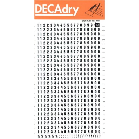 Apli DD52F - Chiffres transfert noirs - 4 mm - 528 caractères