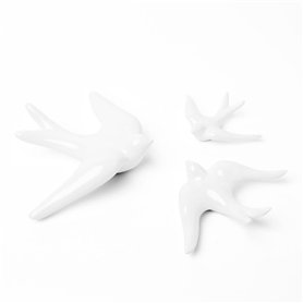 Life in a bag Lot de 3 hirondelles en céramique pour décoration murale et maison ornements suspendus faits à la main avec cérami