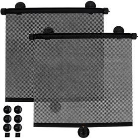Xtrobb 23497 Lot de 2 stores pare-soleil universels avec ventouses pour vitre arrière de voiture pour bébé