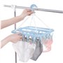 Retoo Séchoir à linge pliable avec 32 clips - Crochet rotatif - Coupe-vent - Porte-chaussettes - Séchoir à linge - Sous-vêtement