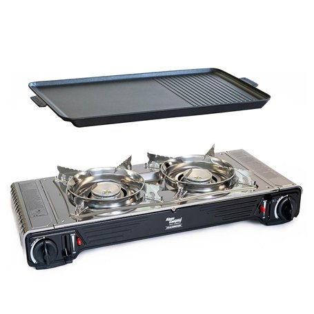 Réchaud à gaz portable double ATLAS-MOUNTAINS Réchaud de camping 2 fonctions