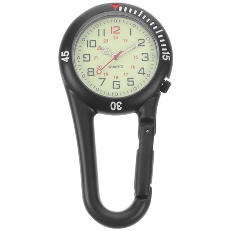 ULTECHNOVO Clip-on Montre Gousset Clip Noir sur Mousqueton Lunette Tournante Visage Lumineux Montre Gousset pour Médecins Infirm