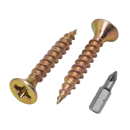 Lot de 1000 vis à bois en acier zingué jaune 3