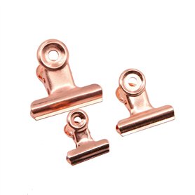 Total de 45 pinces à papier en or rose avec motif bouledogue - 22 mm, 31 mm et 38 mm Total de 45 pinces à papier en or rose avec motif bouledogue - 22 mm