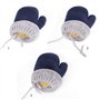 JINTN Moufles Enfant Filles Garçons 0-3 Ans Gants Tricot Hiver Bébé Moufles Epais Doublure Polaire Gants Chauds Adorable avec 2