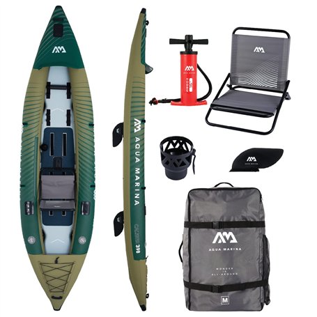 Aqua Marina Caliber 398 Kayak de pêche/pêche Drop Stitch Fusion Kayak pour 1/2 Personnes