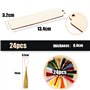 24Pcs Marque Page Vierge Bois 24Pcs Gland Multicolore Signet Etiquette Rectangulaire Artisanat DIY Bricolage Décoration Cadeau F