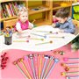 SULOLI 24pcs Crayons Enfant de Dessin Animé avec Gomme，Cadeau d'Anniversaire de Fête de Gadget de Crayon d'Enfant (Couleur/Style