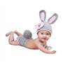 Ensemble pour nouveau-né fille/garçon Crochet Costume pour photo Tenue avec bonnet Lapin gris