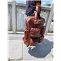 Sac à dos en cuir véritable pour homme - Vintage - Sac à dos multi-poches - Sac à dos de voyage décontracté - Marron - Taille XL
