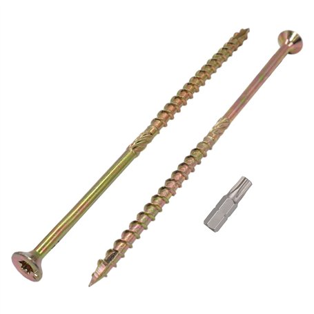 Marcopol Lot de 6 vis à bois en acier zingué jaune Tête Torx Type 17 Tête fraisée Vis à panneaux d'aggloméré 6