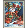 Abillyn Kit de broderie au point de croix Motif Noël bonhomme de neige oiseaux estampillé avec motif imprimé Noël