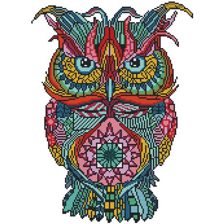 Abillyn Kit de broderie au point de croix Motif hibou coloré estampillé