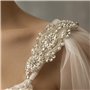 YO-HAPPY Voile de Mariage, Femmes Tulle Cathédrale Longueur De Plancher De Mariage Capes Épaule Imitation Cristal Bijoux Appliqu