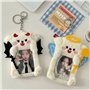 HOOLRZI Porte-carte Photo en peluche avec porte-clés, pochette Photo diable/ange, porte-carte Photo Kpop, porte-carte d'étudiant
