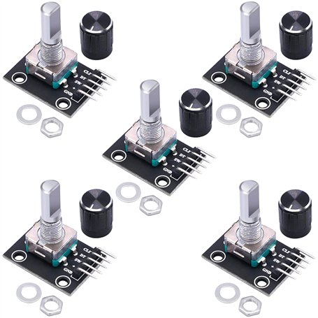 Taiss KY-040 KY-040 Lot de 5 modules d'encodeur rotatif à 360° avec bouton poussoir pour l'électronique automobile et audio mult