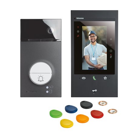 Kit d'interphone vidéo surface 2 fils BticinoLinea 3000363926 Noir