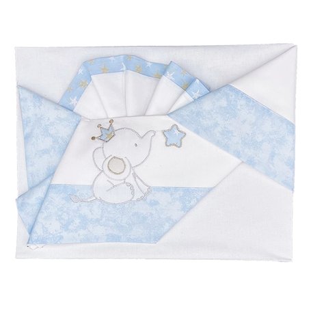 ANDY & HELEN Parure de lit bébé brodée + Dessous avec élastiques et taie d'oreiller