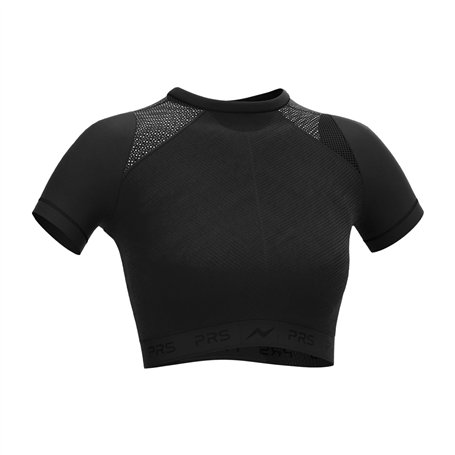 PRS Maillot de course pour femme Top Crop Débardeur T-shirt avec fermeture éclair demi-manches longues