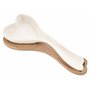 Support cuillère de cuisine en céramique blanche avec soucoupe en bois en forme de cœur