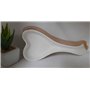 Support cuillère de cuisine en céramique blanche avec soucoupe en bois en forme de cœur