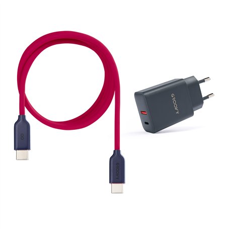 USB-A + USB-C 20W Charger with Type-C Cable 1m | Fast Charge 3A | Soft Silicone | CE Certified | Safe & Compatible with iPhone