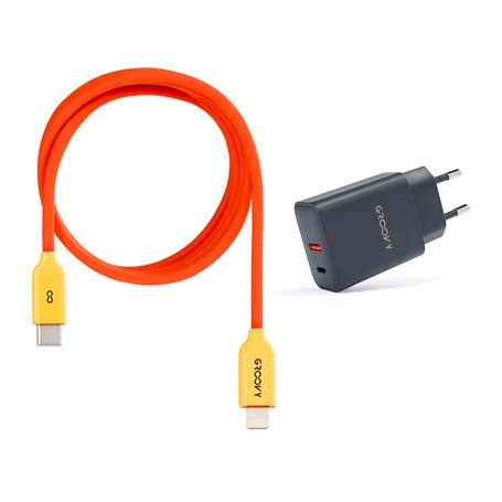 USB-A + USB-C 20W Charger with Apple-Compatible Cable 1m | Fast Charge 3A