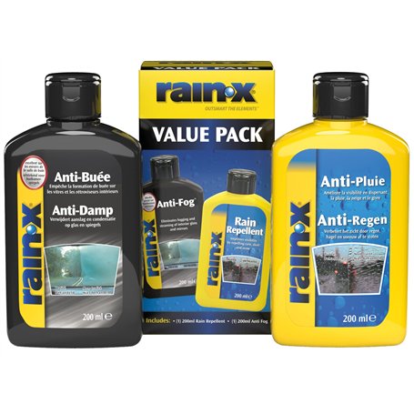 Rain-X Anti-Pluie et Anti-Buée - Protection Pare-Brise et Habitacle Contre la Pluie et la Condensation - 2 x 200 ML