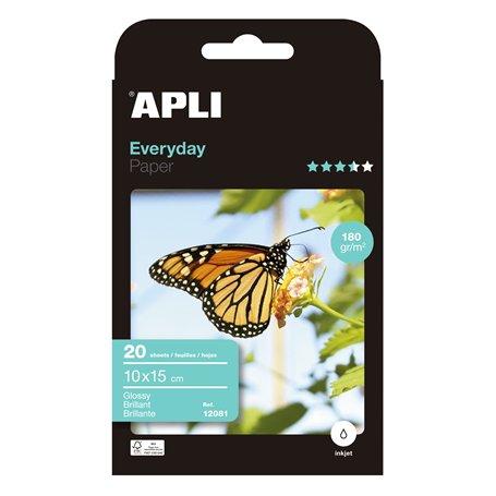 Apli Agipa – Pochette Feuilles Papier Photo Brillant Everyday – Format A4 – 20 Feuilles - 100 x 150 mm