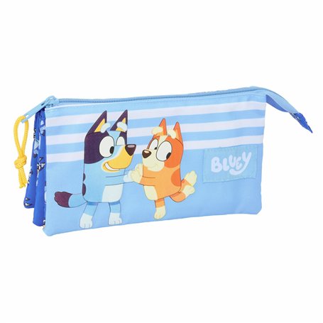Trousse Fourre-Tout Triple Bluey Let's play Bleu 22 x 12 x 3 cm