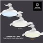 Taurus Fresko Hide&Go Ventilateur de plafond avec lumière, 3 pales, ultra silencieux, minuterie 8 heures, 6 vitesses, télécomman