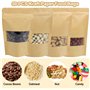 YFOX 50 pièces sac en papier kraft zip petit sac en papier avec fenêtre sac ziplock alimentaire-adapté aux graines de thé de caf