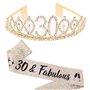 30e Anniversaire Tiara et Sash Strass Couronne pour 30 & Fabulous Sash et diadème 30 ans Tiara pour la Fête du Bon Anniversaire