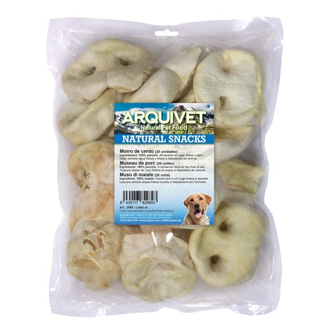 ARQUIVET Morro de Porc en Sachet de 20 unités - Snacks 100% naturels pour Chiens - Récompenses