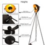 BarcelonaLED Lampe sur pied trépied projecteur métallique noir avec spot réfléchissant doré Décoration vintage nordique rétro av