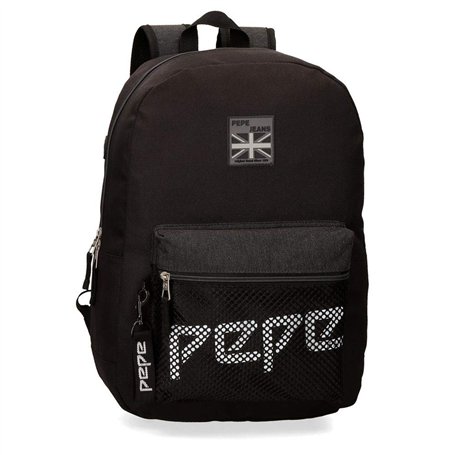 Pepe Jeans Ren Sac à dos Noir 32x44x15 cms Polyester 21.12L