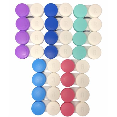 SUUM Lot de 20 porte-lentilles de couleur en 5 couleurs différentes | Étui pour lentilles de contact dans différentes couleurs |