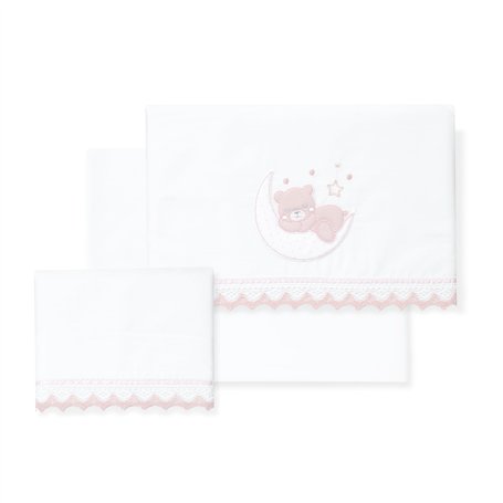 Interbaby Parure de lit bébé 100% Coton pour Voiture/couffin/couffin - Guipure Ours Lune Ensemble 3 pièces