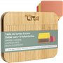Lita Store Planche à découper multifonction en bois de bambou avec 3 tapis interchangeables flexibles PP Ustensiles de cuisine D