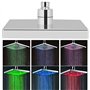 lyrlody Pommeau de Douche Led, 8 pouces Carré Pomme de Douche avec Éclairage LED Changement Plusieurs Couleurs Pommeau de Douche