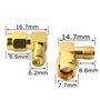 Boobrie 90 Degrés RP SMA Adaptateur Coaxial Connecteur RP SMA Mâle(trou) à RP SMA Femelle(broche) Connecteur Angle Droit RP-SMA