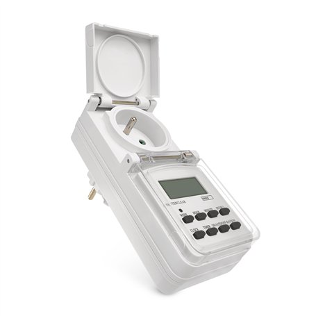 EMOS - Minuterie numérique d'extérieur - Prise IP44 française - Timer d'extérieur avec Capuchon de Protection