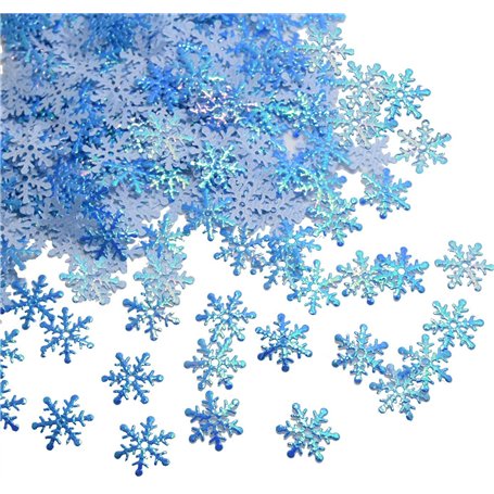 Youery 600Pcs Confettis de Flocons de Neige,Papier Artificiel Blanc et Bleu pour Noël Hiver congelée Mariage Anniversaire Vacanc
