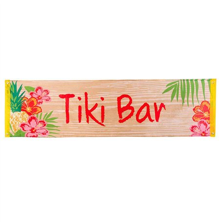 Boland 52490 Bannière Tiki Bar Taille 50 x 180 cm en Polyester Drapeau avec Motif Décoration Fête Plage Carnaval Fête à thème An