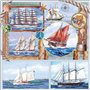 Ambiente Lot de 20 serviettes en papier avec motif maritime avec bateau à voile - Idéales comme décoration de table - Conviennen